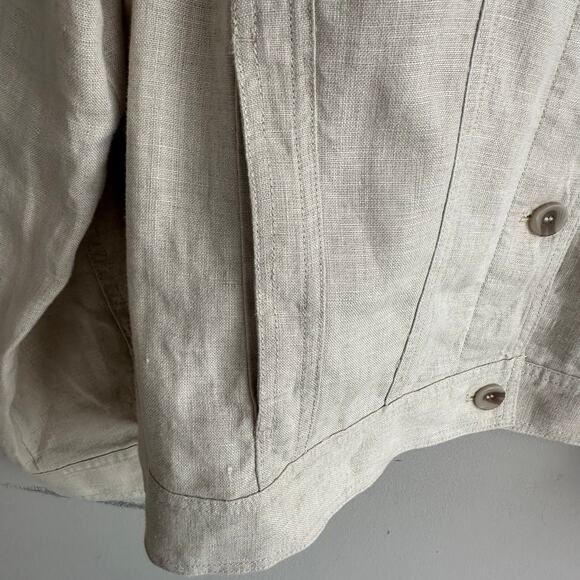 Coldwater Creek Journeys Lightweight Washable Linen Jacket Flax Khaki XL - Picture 5 of 10
